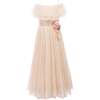 Naramore Floral Belt Dress, Beige - Dresses - 1 - thumbnail