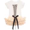 Ruffle Tulle Babysuit Dress, Beige - Dresses - 2