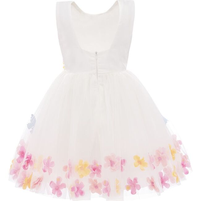 June Floral Applique Dress, White - Dresses - 2