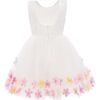 June Floral Applique Dress, White - Dresses - 2