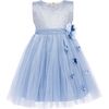 Bellecourt Floral Glitter Dress, Blue - Dresses - 1 - thumbnail