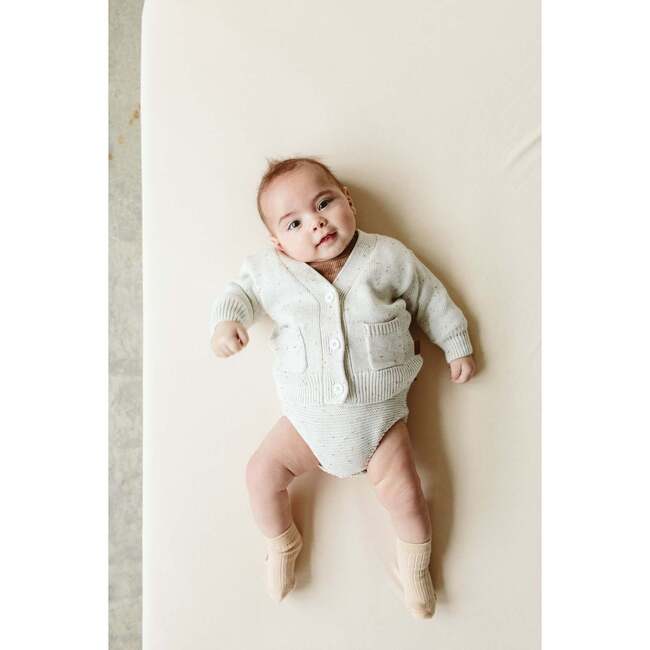 Organic Cotton Knit Button-Up Baby Sweater, Shell - Sweaters - 4