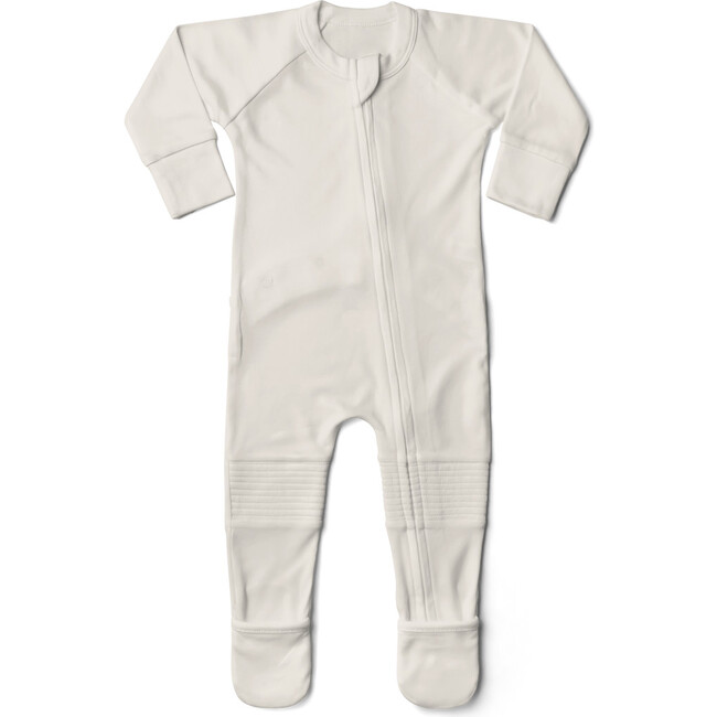 Viscose from Bamboo Organic Cotton Zipper Jumpsuit, Cloud - Rompers - 1