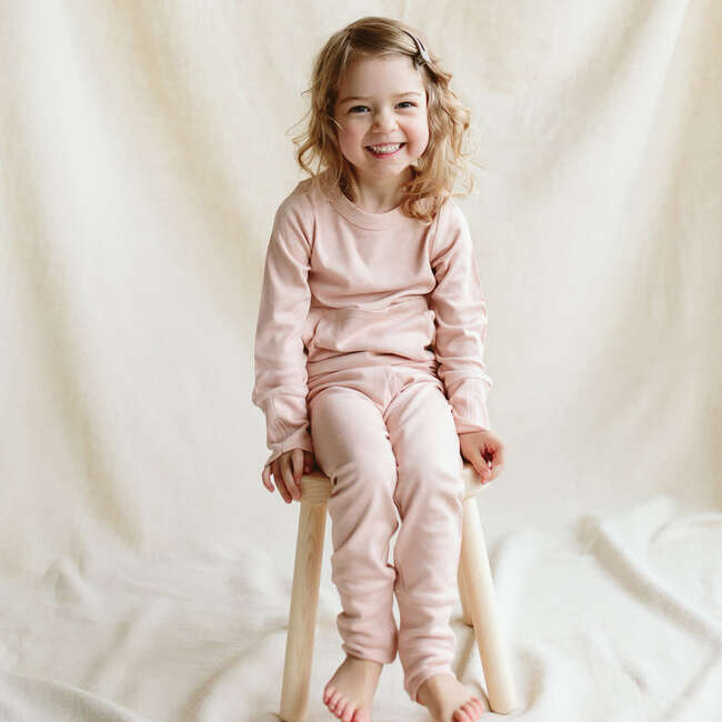 Viscose from Bamboo Organic Cotton Toddler Jogger Set, Rose - Mixed Apparel Set - 2