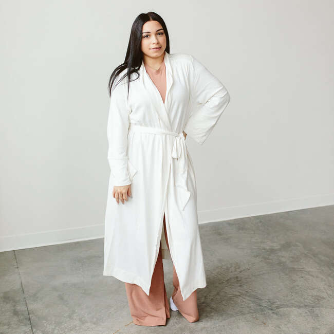 Viscose from Bamboo Organic Cotton Womens Robe, Cloud - Robes - 2