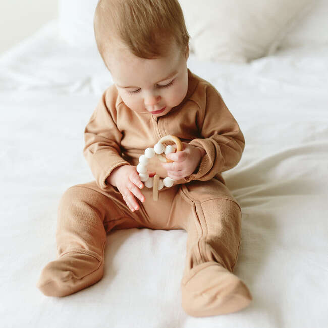 Viscose from Bamboo Organic Cotton Zipper Jumpsuit, Sandstone - Rompers - 6