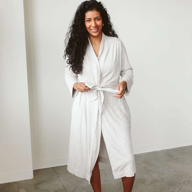 Viscose from Bamboo Organic Cotton Womens Robe, Storm Gray - Robes - 4