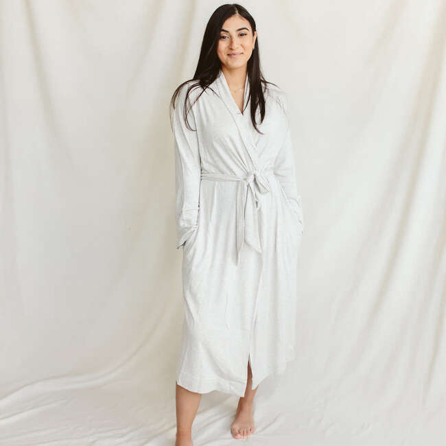 Viscose from Bamboo Organic Cotton Womens Robe, Storm Gray - Robes - 6