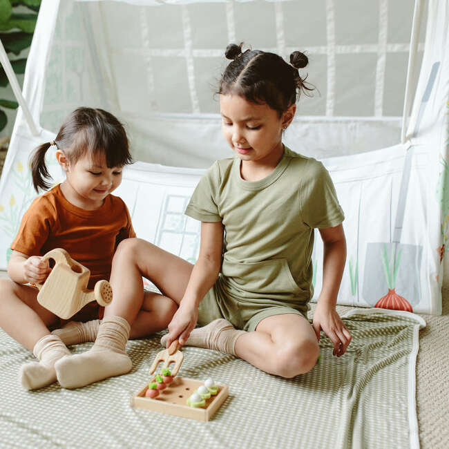 Viscose from Bamboo Organic Cotton Toddler Biker Set, Artichoke - Mixed Apparel Set - 6