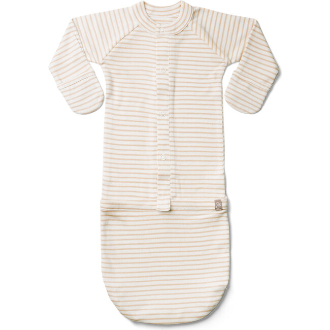 Viscose from Bamboo Organic Cotton Baby Gown, Dune Stripe - Pajamas - 1