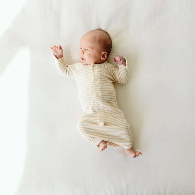 Viscose from Bamboo Organic Cotton Baby Gown, Dune Stripe - Pajamas - 2