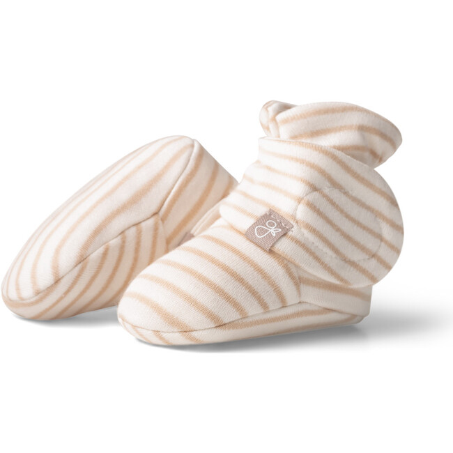 Viscose from Bamboo Organic Cotton Baby Booties, Dune Stripe - Booties - 1