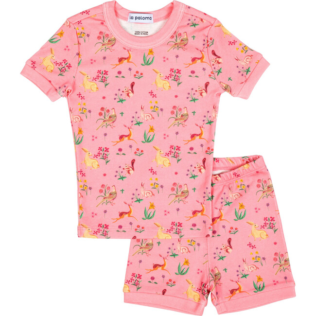 Garden Party Cotton Short Pajamas Set, Pink