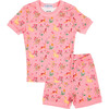 Garden Party Cotton Short Pajamas Set, Pink - Pajamas - 1 - thumbnail