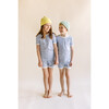 Quilted Chambray Cotton Short Pajamas Set, Blue - Pajamas - 2