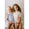 Quilted Chambray Cotton Short Pajamas Set, Blue - Pajamas - 4