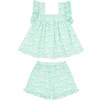 Abaco Paisley Ruffle Top And Shorts Set, Green - Mixed Apparel Set - 1 - thumbnail