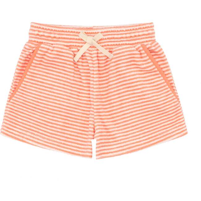 Calypso Stripe French Terry Shorts, Coral