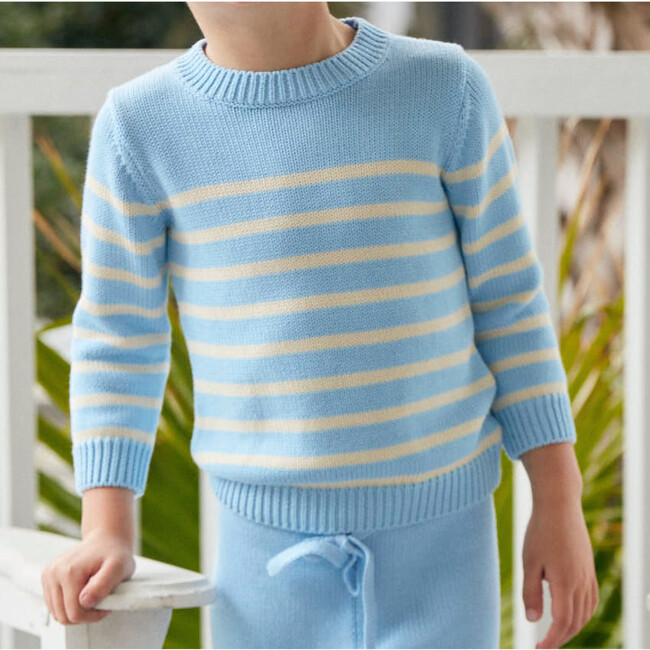 Peri Luxury Knit Sweater, Blue And Cream - Sweaters - 2