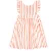 Calypso Stripe Pinafore Dress, Coral - Dresses - 1 - thumbnail