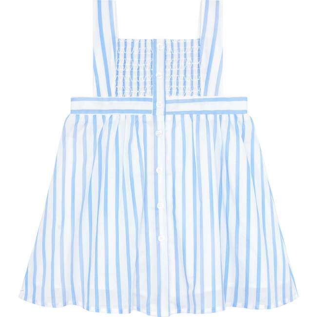 Bahamian Stripe Smocked Bib Dress, Blue - Dresses - 3