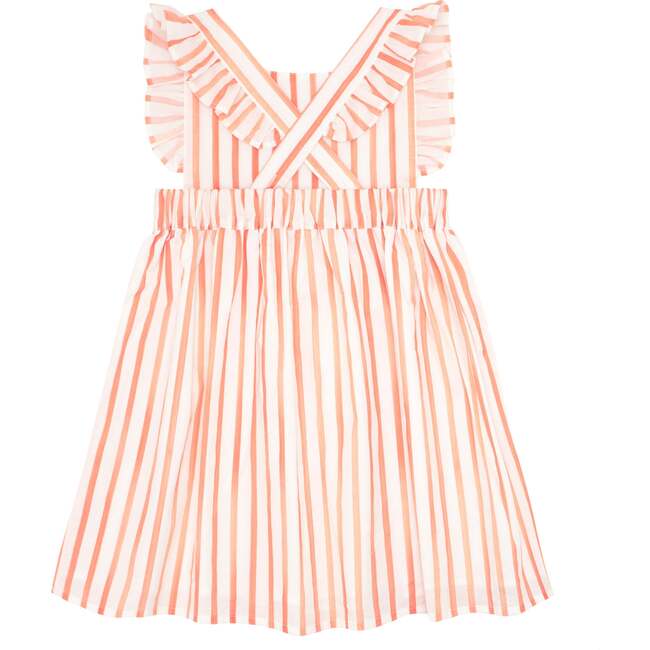 Calypso Stripe Pinafore Dress, Coral - Dresses - 3