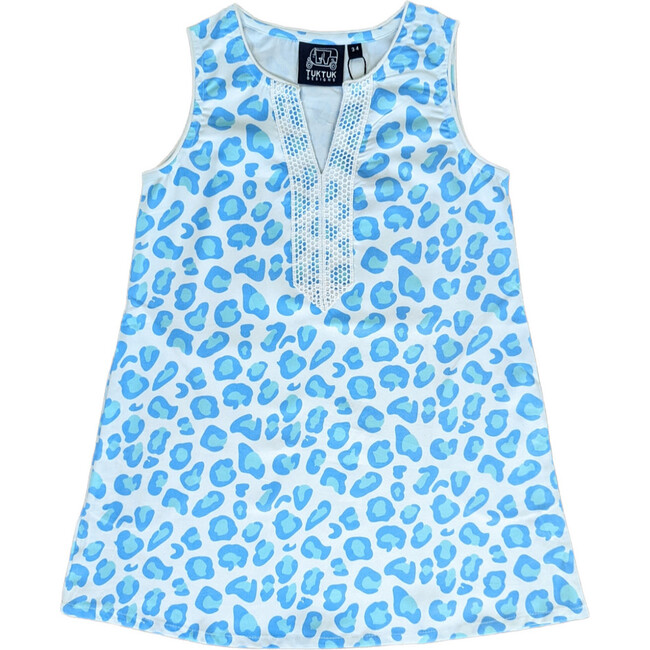Leopard Print Sleeveless Shift Dress, Sapphire