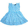 Leopard Sapphire Short Sleeve Tier Dress, Blue - Dresses - 1 - thumbnail