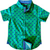 Puppies Print Short Sleeve Collared Shirt, Green - Shirts - 1 - thumbnail