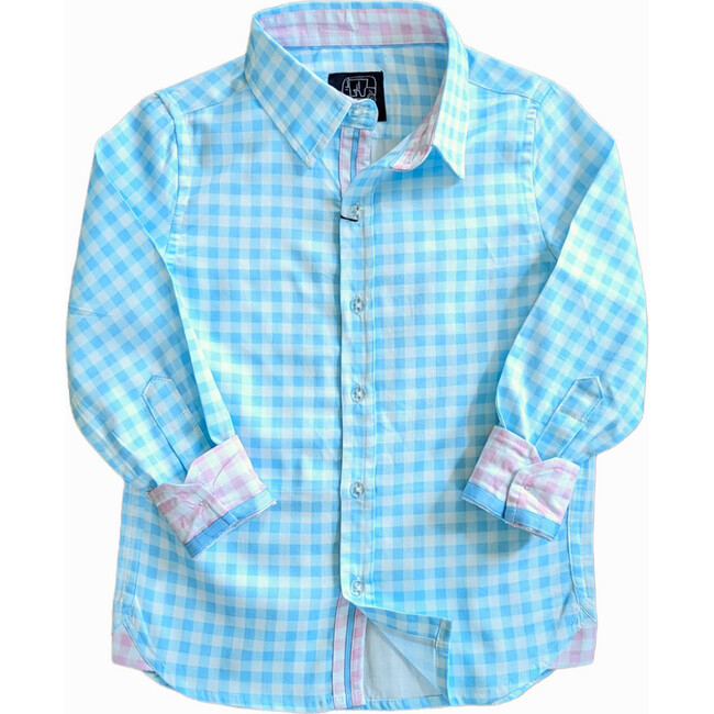 Gingham Long Sleeve Checked Shirt, Blue