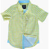 Gingham Checked Short Sleeve Collared Shirt, Yellow - Shirts - 1 - thumbnail