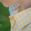 Gingham Checked Short Sleeve Collared Shirt, Yellow - Shirts - 3