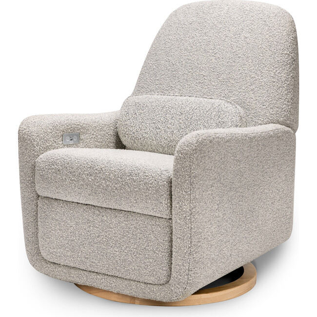 Arc Electronic Recliner and Swivel Glider in Boucle with USB port, Black White Boucle