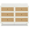 Marin with Cane 6 Drawer Dresser, Warm White/Honey Cane - Dressers - 4