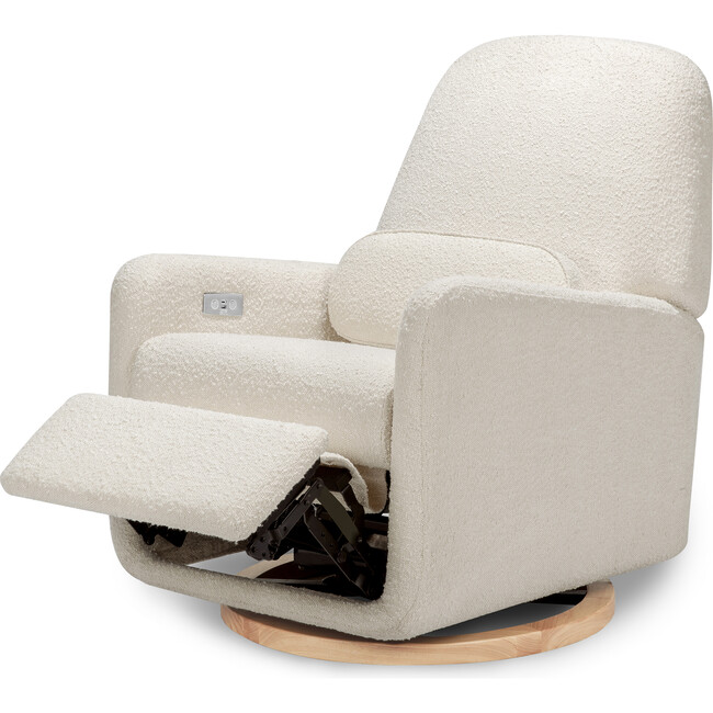 Arc Electronic Recliner and Swivel Glider in Boucle with USB port,  Ivory Boucle w/ Light Wood base - Nursery Chairs - 2