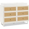 Marin with Cane 6 Drawer Dresser, Warm White/Honey Cane - Dressers - 3