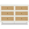 Marin with Cane 6 Drawer Dresser, Warm White/Honey Cane - Dressers - 1 - thumbnail