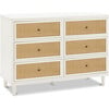 Marin with Cane 6 Drawer Dresser, Warm White/Honey Cane - Dressers - 5