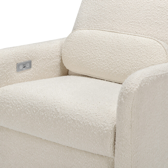 Arc Electronic Recliner and Swivel Glider in Boucle with USB port,  Ivory Boucle w/ Light Wood base - Nursery Chairs - 6