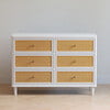 Marin with Cane 6 Drawer Dresser, Warm White/Honey Cane - Dressers - 8