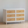 Marin with Cane 6 Drawer Dresser, Warm White/Honey Cane - Dressers - 9