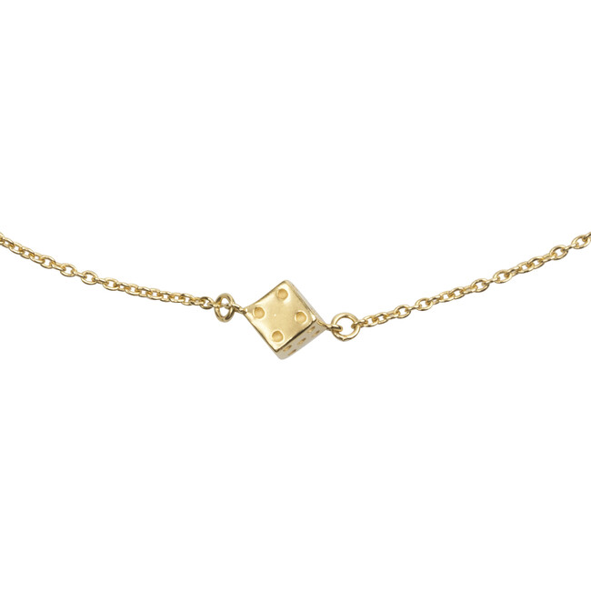 Women's Play Necklace, Gold Dice