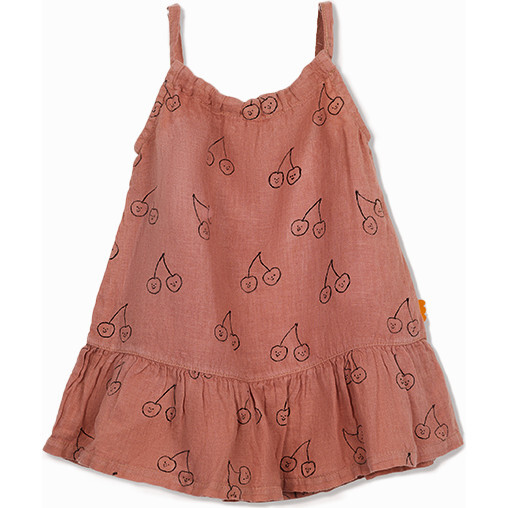 Baby Cherries Linen Summer Dress, Pink - Dresses - 1