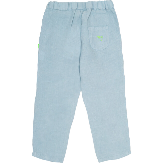 Mc Linen Pant With Adjustable Drawstrings, Blue - Pants - 2