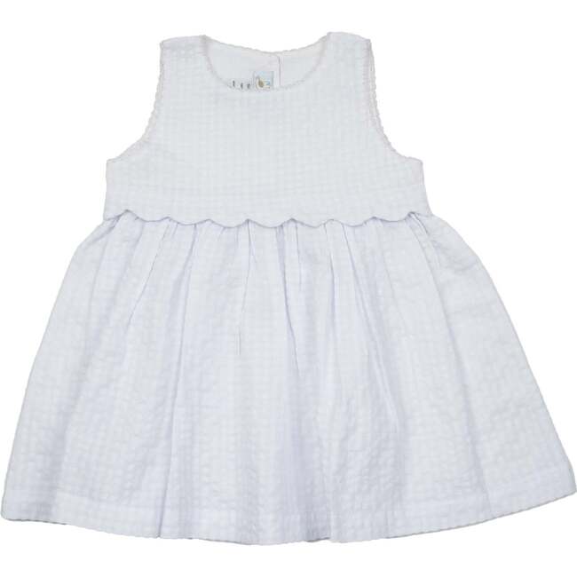 Scalloped Trim Dress, Toddler Girls, White
