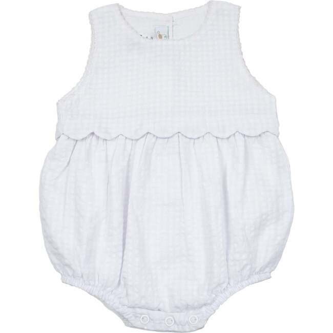 Scalloped Trim Bubble Romper, White