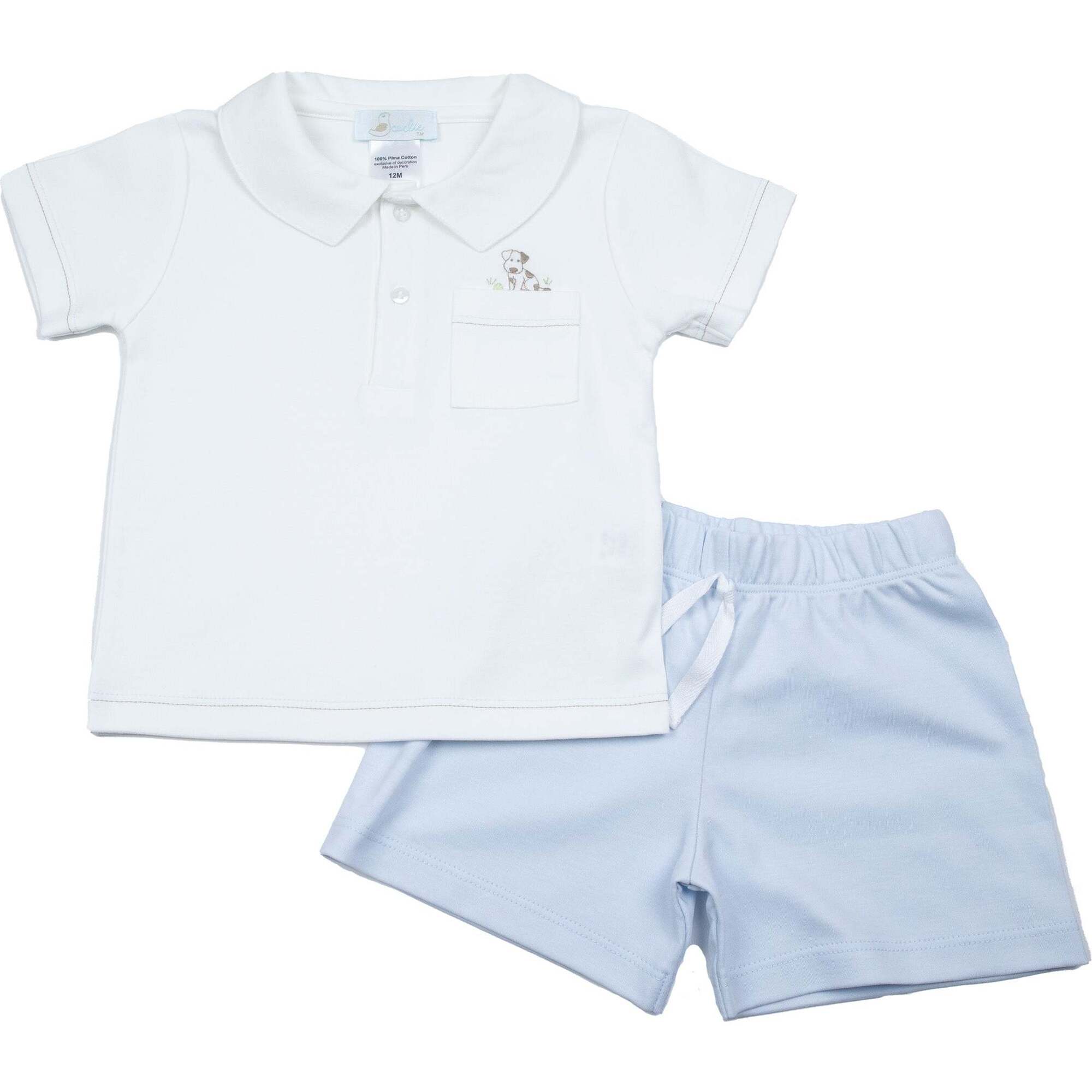 Puppy Short Play Set, Toddler Sizes, White and Light Blue - Mixed Apparel Set - 1