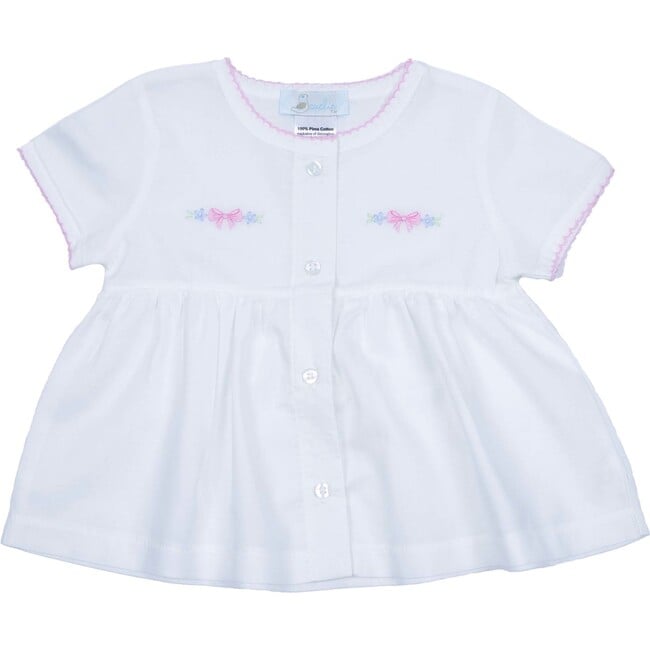 Delicate Floral Batiste Diaper Set, White - Mixed Apparel Set - 4