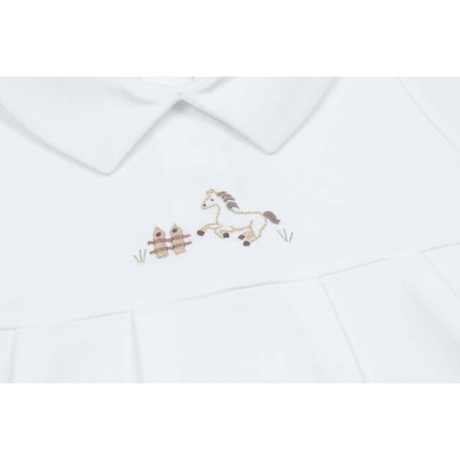 Rodeo Horse Bubble Romper, White - Rompers - 3