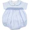 Smocked Seersucker Bubble Romper, Light Blue - Rompers - 1 - thumbnail